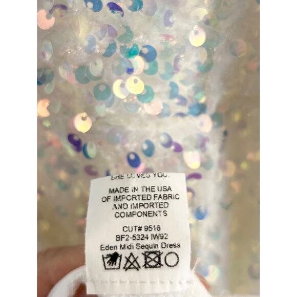 Show Me Your Mumu Eden Midi Dress in White Sparkle Sequins M NWT - Picture 6 of 8
